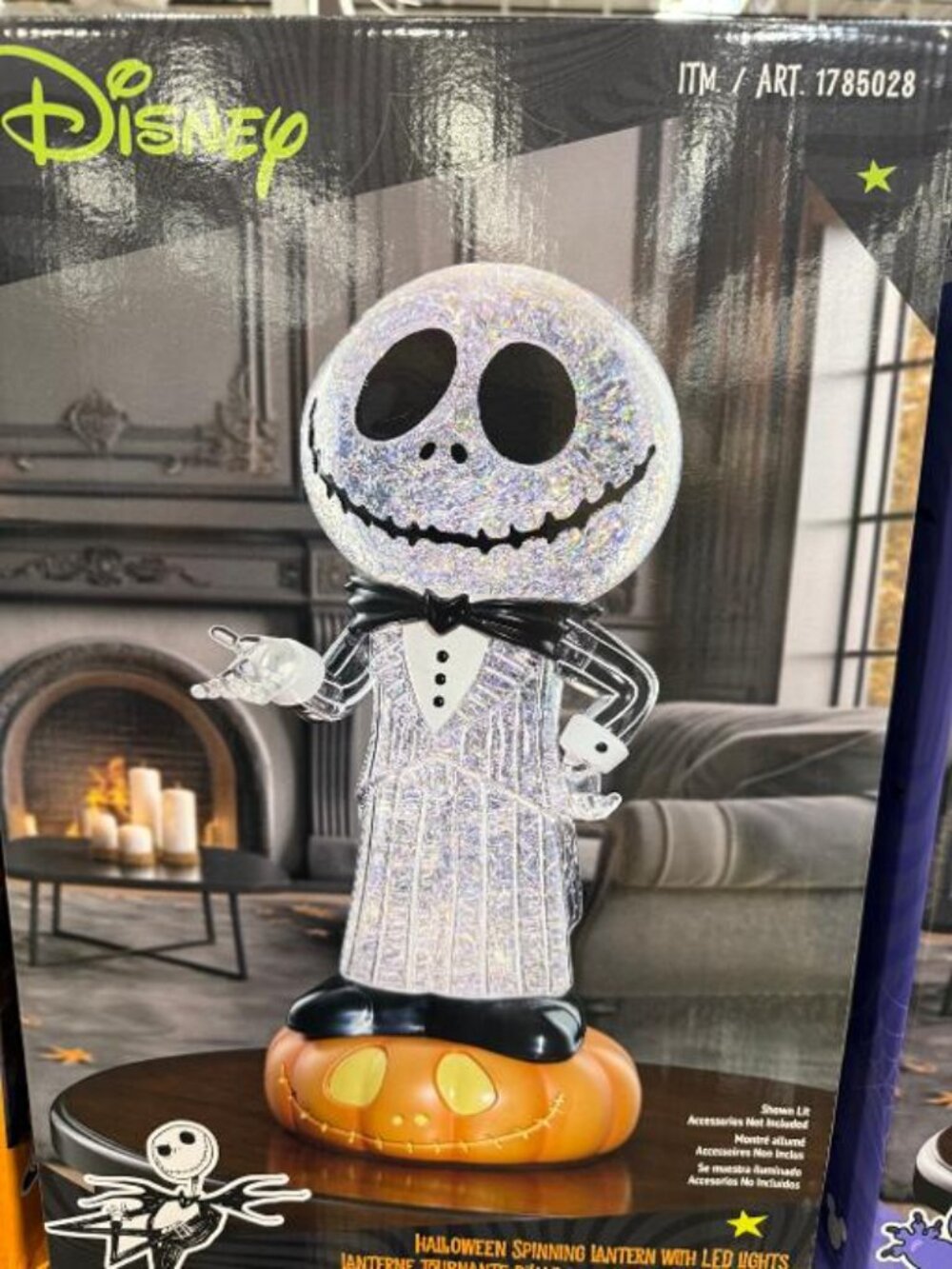 New Disney 16-16.9" Halloween Spinning Glitter Lantern with LED Lights